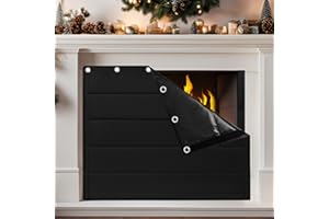 GOCOHHI Fireplace Draft Cover - Draft Stopper Blanket with Hook & Loop Tapes, Stops Heat Loss & Cold Air, Energy-Saving Indoor Fireplace Blocker, 39"x32" Black