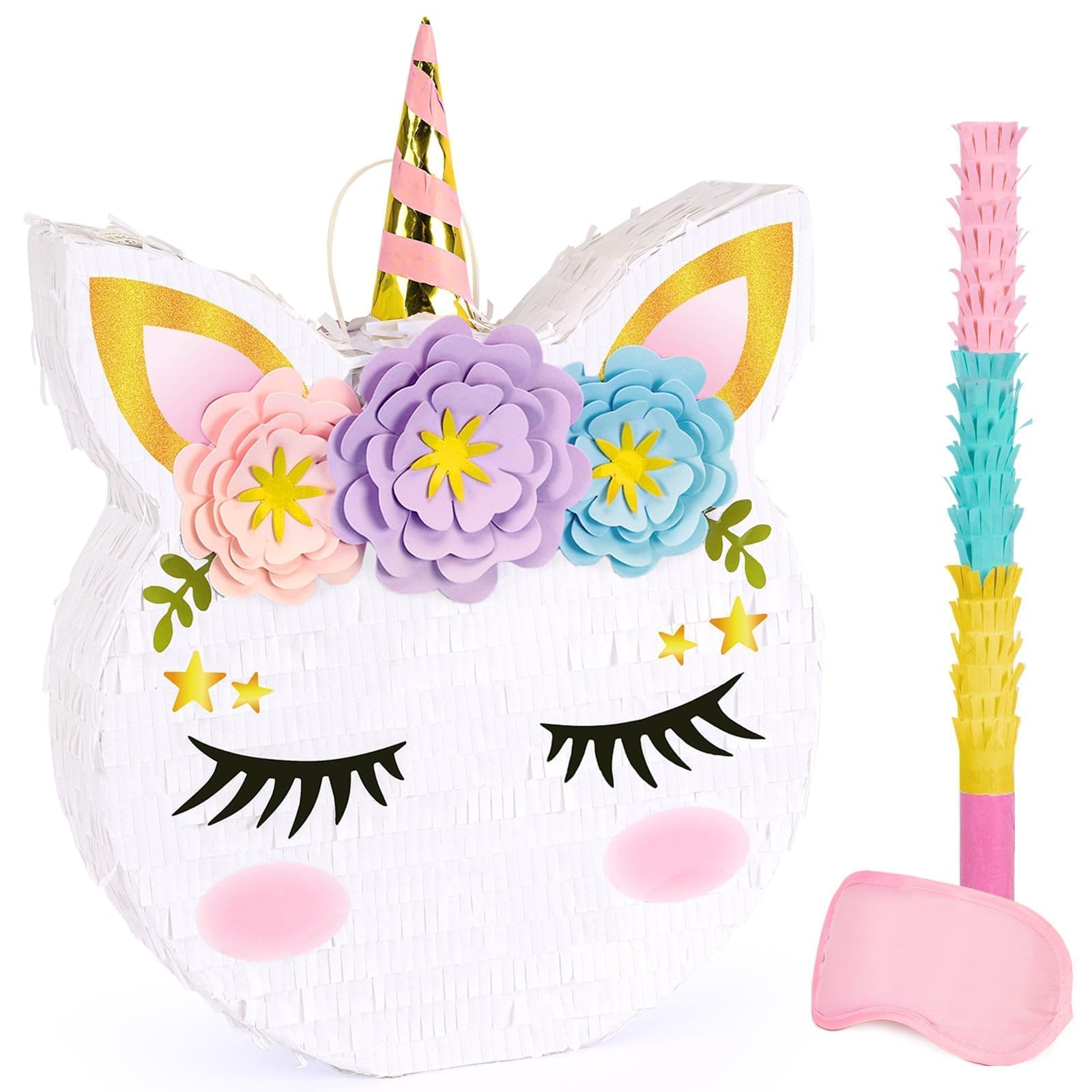 Photo 1 of WERNNSAI Unicorn Piñata - Unicorn Party Supplies Piñata with Stick and Blindfold for Girls Kids Birthday Party Game Anniversary Classroom Activities Unicorn Them Party Decorations(15.7'' x 12.2'')