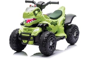 BLUEFUN Electric Ride On Dinosaur ATV for Kids Age 3,12V Kids Electric Car with 4 Wheelers Ride On Toy with Music,Bluetooth & LED Lights,Birthday Gift for Unisex Child and Toddler