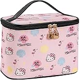 AmBealla Cosmetic Bag Large Makeup Bags Pink Travel Case with Makeup Brush Holder,Cosmetic Organizer for Women, Toiletry Bag for Skincare & Beauty Tools Sweet Cute for Girls