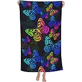 VOOHDDY Butterfly Flying Beach Towel Large Soft Absorbent Microfiber Quick Dry Oversized Bath Towels for Bathroom Women Men Pool Camping Travel Swimming Picnic Sports