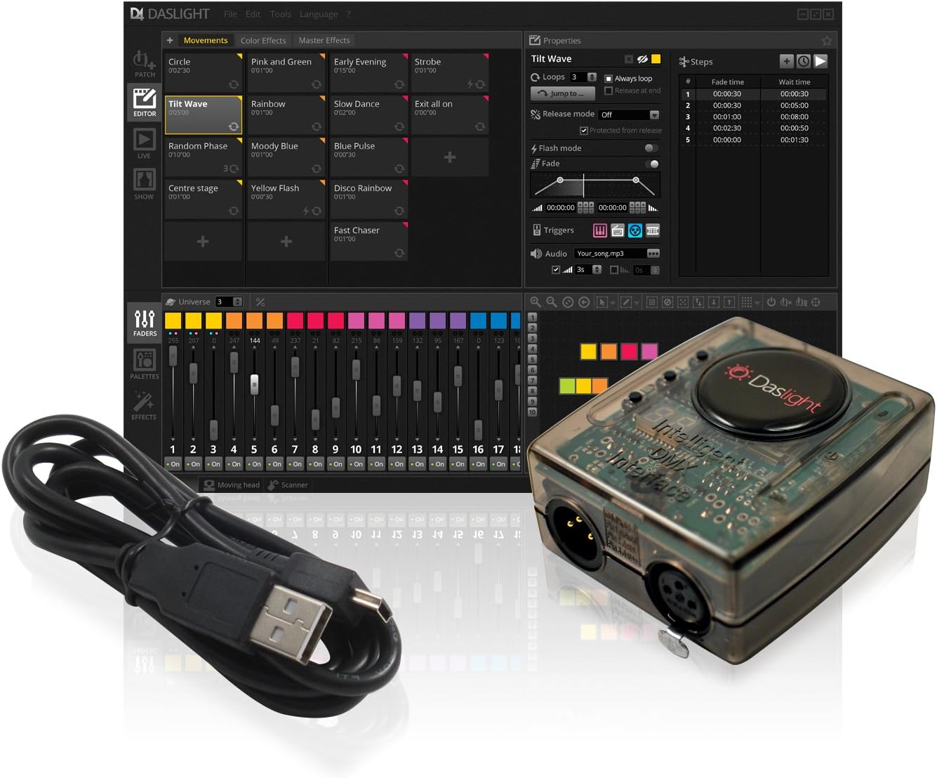 Amazon Com Dvc4 Gold Daslight Virtual Controller Dmx Usb Lighting Interface By Nicolaudie Musical Instruments