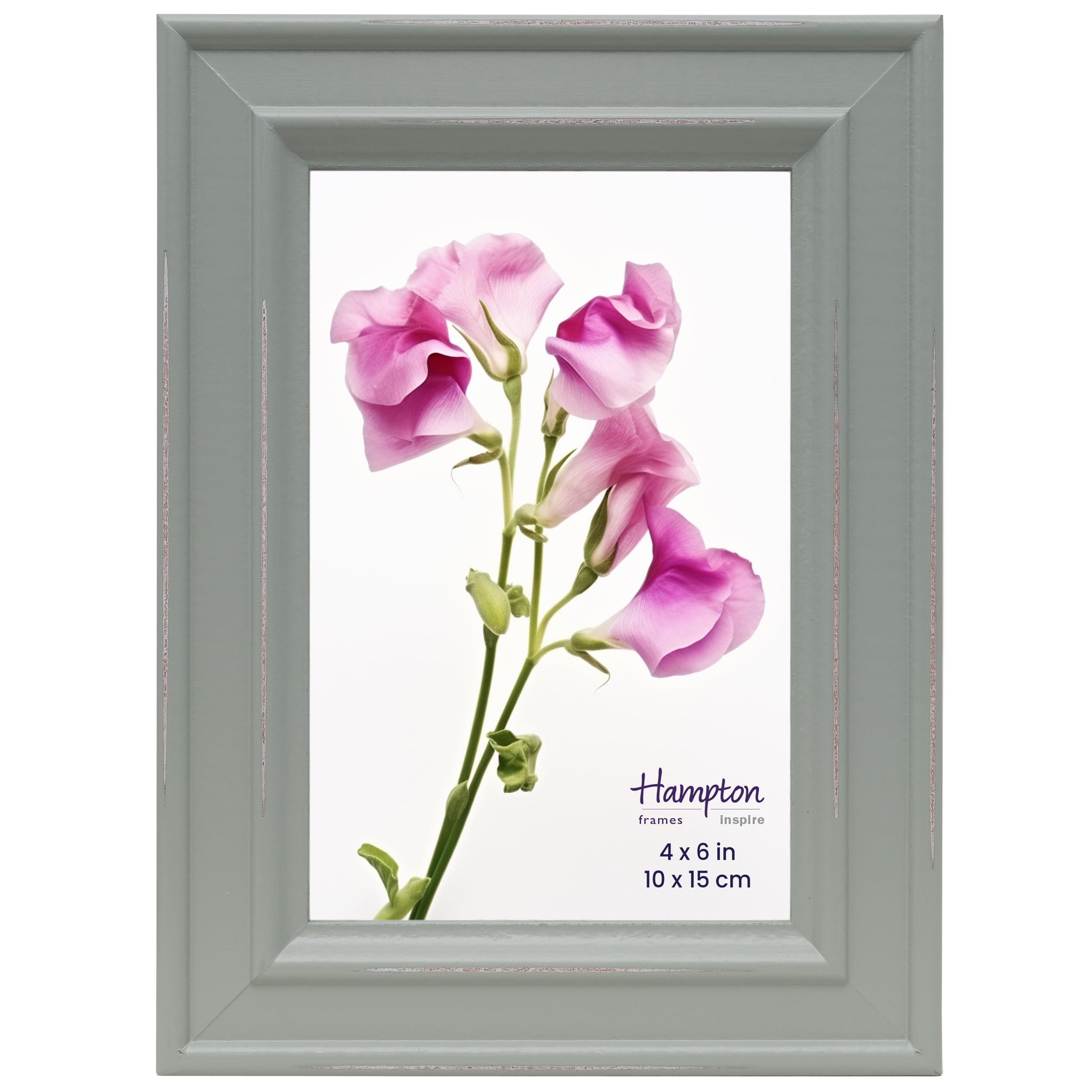 inspire by Hampton Frames | PALOMA Picture Photo Frame | 4x6 Inch (10x15cm), Sage Green, Glass | Modern Design, Tabletop or Wall Mount | Display Memories, Home Décor