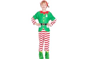IKALI Christmas Santa Claus & Elf Costume Holiday Cosplay Party Dress-up Suit Outfit for Boys Girls Kids Toddlers