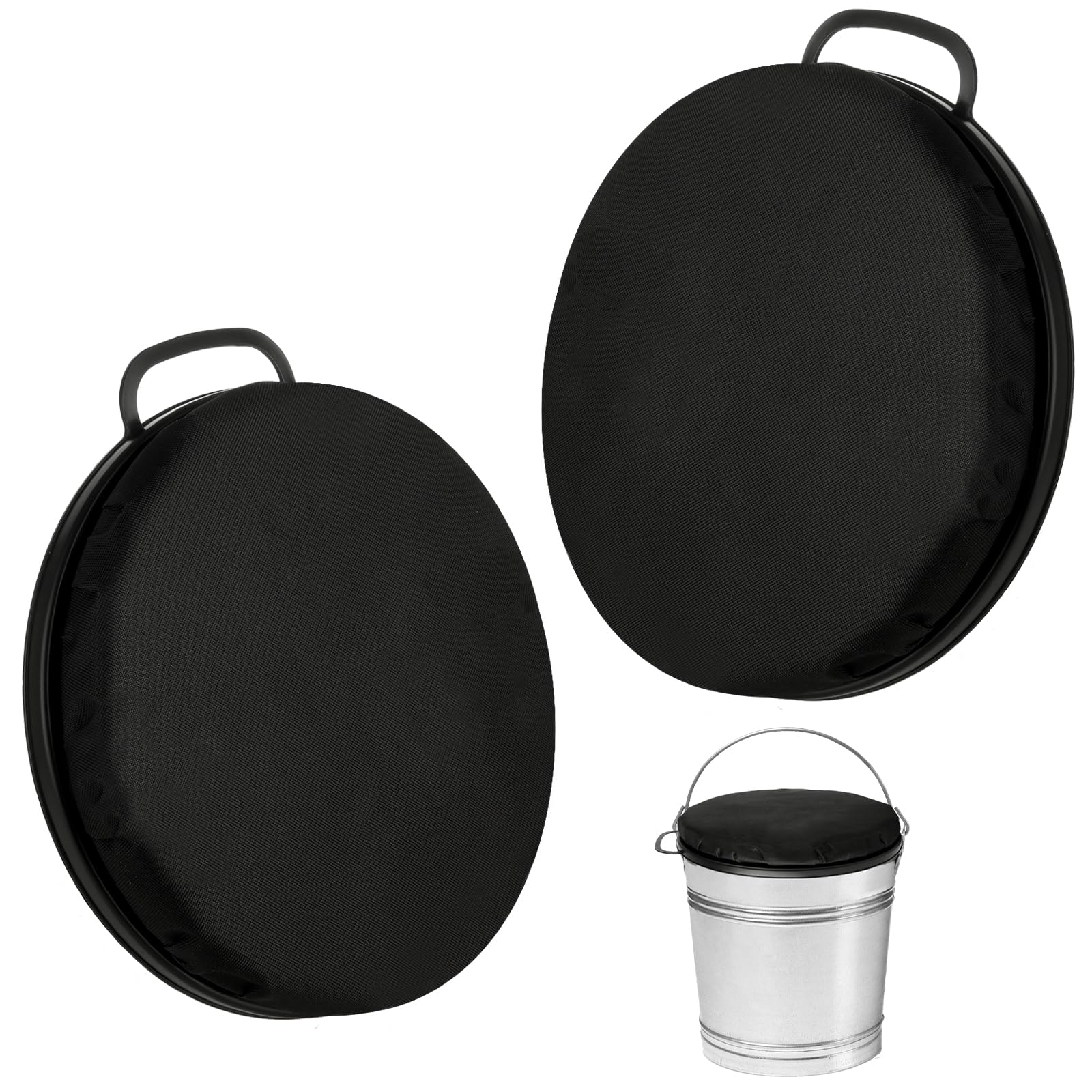 Photo 1 of 2 Pcs 5 Gallon Bucket Seats Bucket Lid, 360 Degree Swivel 2 Inch Thick Black Bucket Seat Cushion for Dove Duck Hunting Fishing Baseball Gardening and Camping