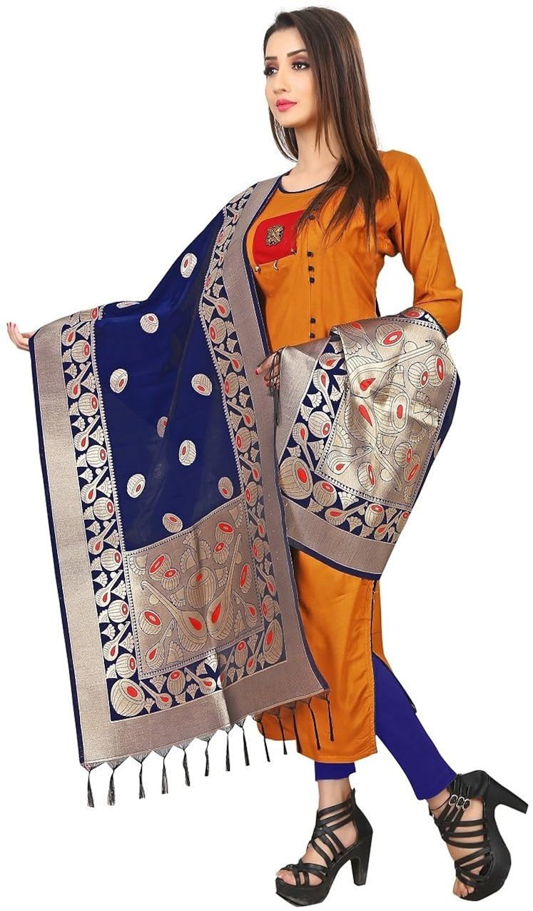 priyanshi fashion art silk zari woven dupatta/stole