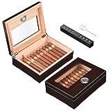 TISFA Cigar Humidor, Glass Top Cigar Box with