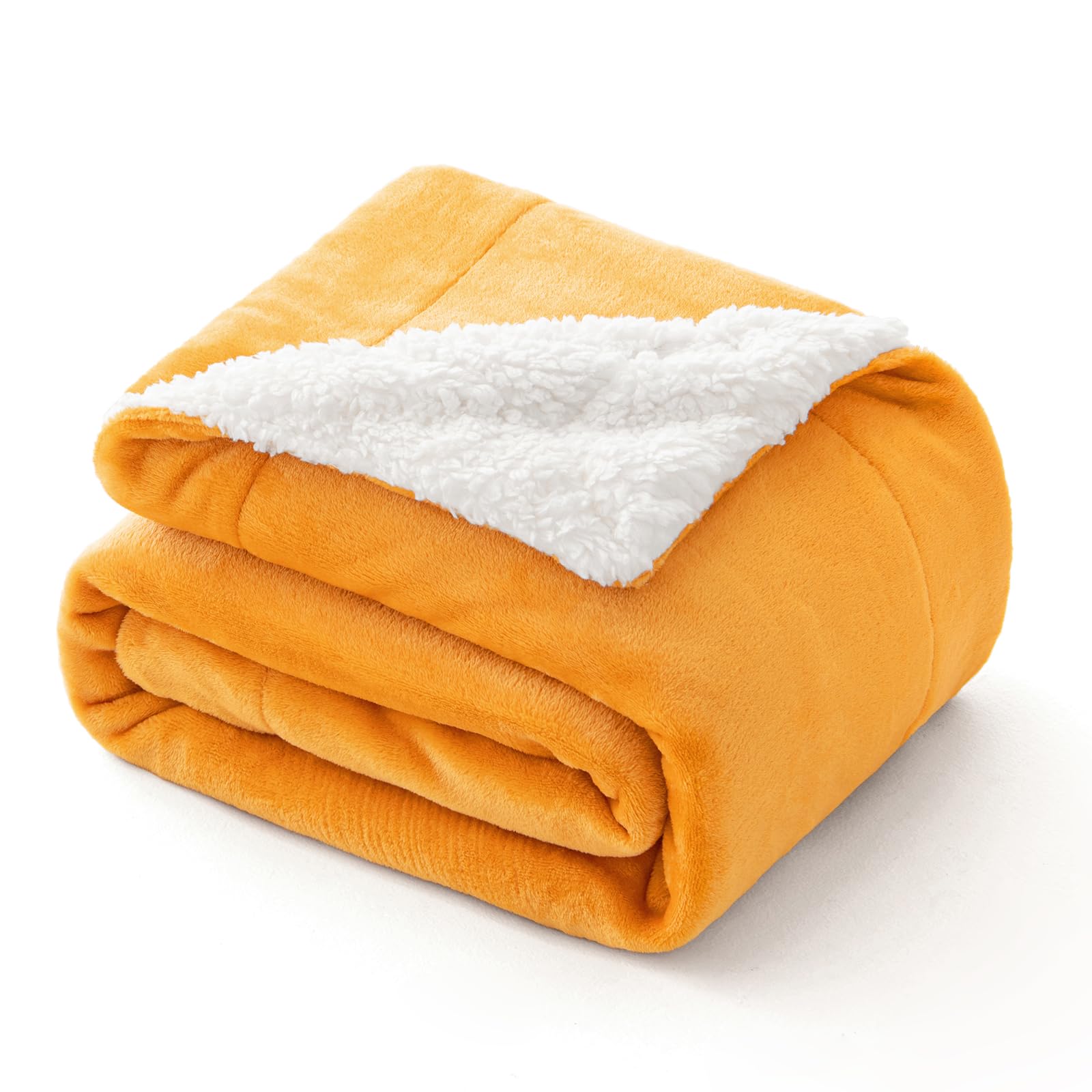 MIULEE Sherpa Fleece Throw Blanket Double-Sided Soft Fluffy Comfortable Plush Warm and Cozy for Bed Sofa Bedroom Travel/Single Yellow 51x60 Inch 130x150cm