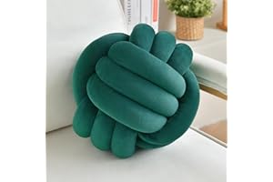 LUSJNGE Decorative Throw Knot Pillow Ball for Home Chair Sofa Aesthetic Round Velvet Knotted Pillow Cushion (Green, 11 inch)