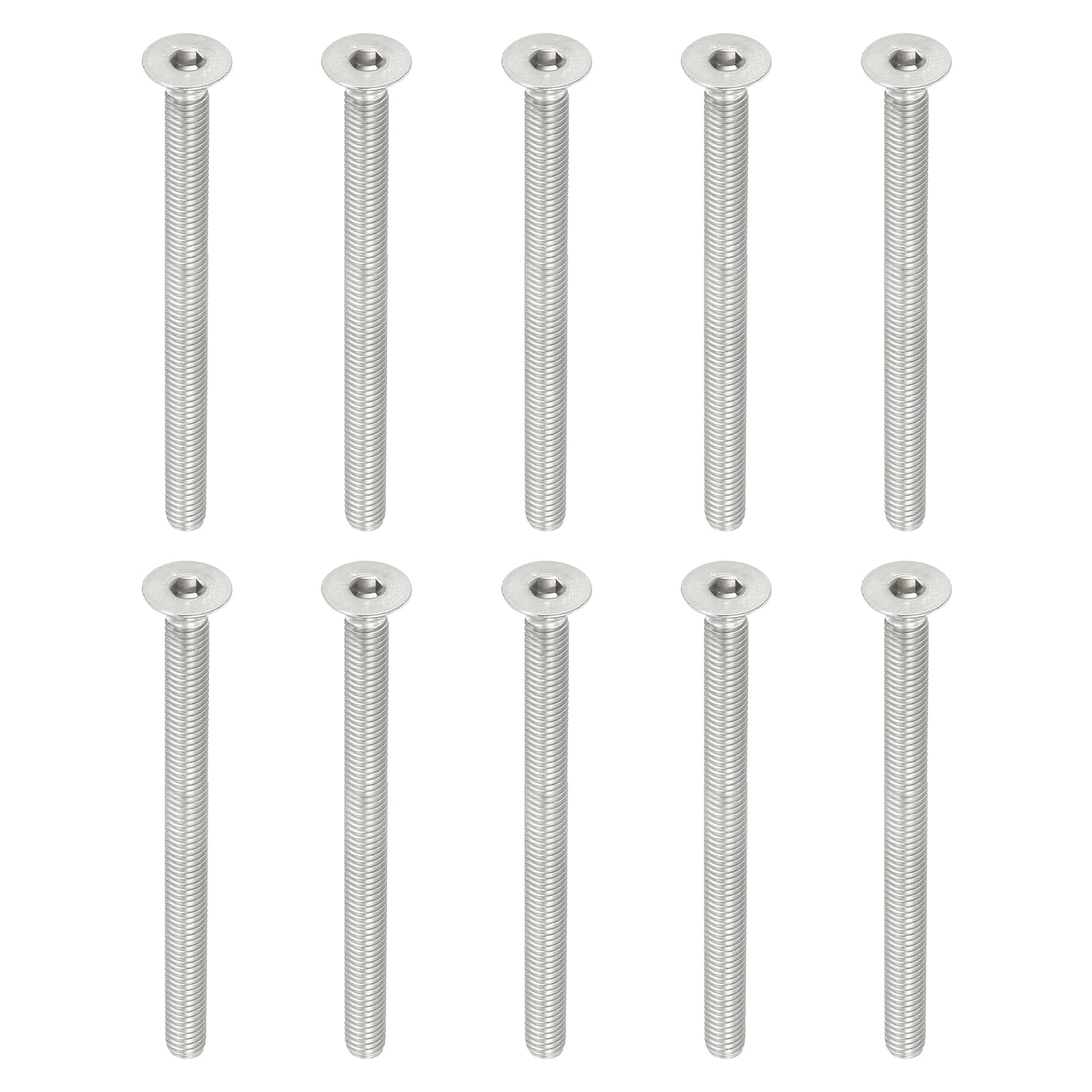 PATIKIL M6 x 80mm Flat Head Socket Cap Screws, 10 Pack 304 Stainless Steel 18-8 Machine Screws Flat Countersunk Bolts Hex Socket Drive Fasteners Grade 6.8 — image 1