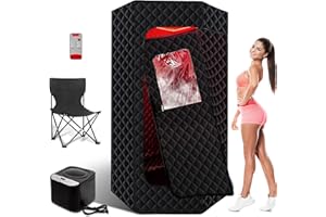 PEEKO XL Portable Fridge Sauna Box, 6'3" Tall Spacious Design with Red Therapy, Large Camping Chair, 1500W 4L Steamer, 12 Temperature Settings, 90min Timer,Remote Control