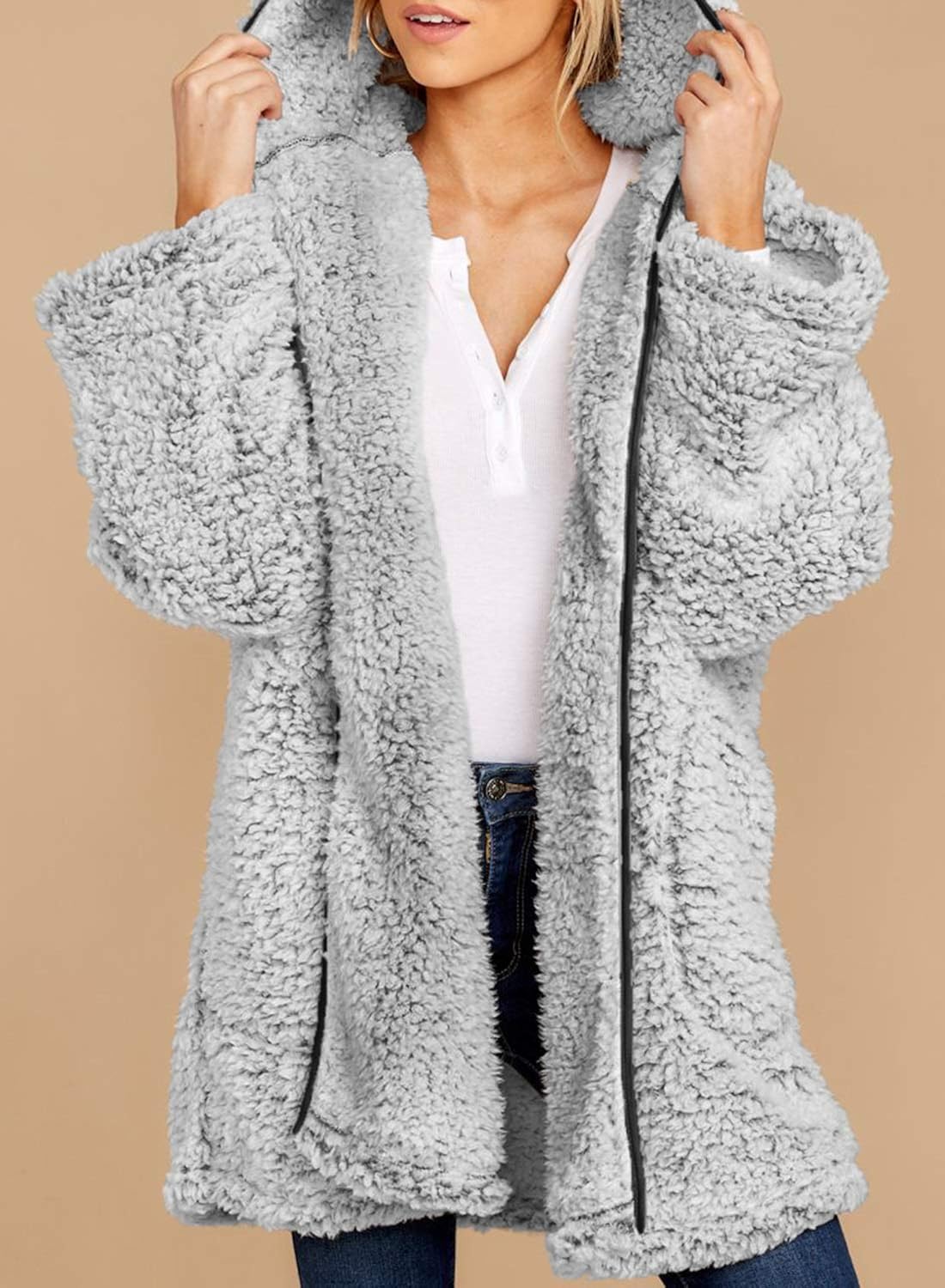 fuzzy cardigan with hood