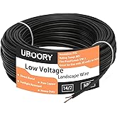 UBOORY 14/2 Low Voltage Landscape Wire, 14 Gauge 2 Conductor 50 Feet, Outdoor Direct Burial Electrical Wire