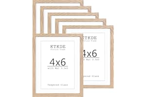 KTKDE 4x6 Picture frame Set of 6,Nature Wooden frame 3.5x5 mat or 4x6 Without Mat, Tempered Glass,4 by 6 Samll frame for home Studio Gallery for home Friends Wedding best gift