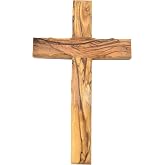 Zuluf Wall Hanging Olive Wood Cross | Hand Carved Cross | Olivewood Christian Wall Cross With Holy Land Certificate | Ideal Gift for Home Decoration, Weddings and Home Office 20cm / 7.8" CRS051