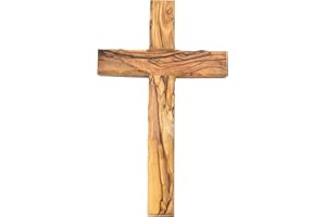 Zuluf Wall Hanging Olive Wood Cross | Hand Carved Cross | Olivewood Christian Wall Cross With Holy Land Certificate | Ideal Gift for Home Decoration, Weddings and Home Office 20cm / 7.8" CRS051