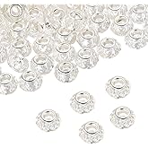 uxcell 100 Pcs European Large Hole Beads 14mm Bulk Large Hole Spacer Beads Acrylic Craft Spacer Charm for Pens DIY Necklace Bracelet Jewelry Making, Deep White