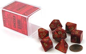 thumbnail image 2 of Scarab Jade/gold Polyhedral 7-Die Set - Wizards Books And Games 2 of 14