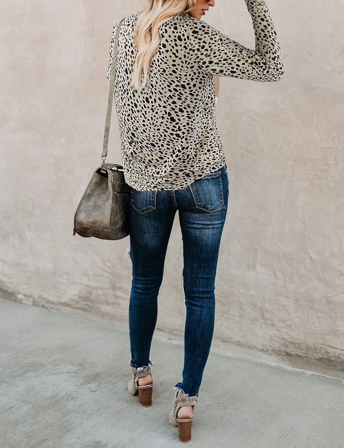Blooming Jelly Womens Leopard Print Tops Long Sleeve Round Neck Casual T Shirts Tees at  Women’s Clothing store