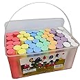 J-hong Washable Sidewalk Chalk Set- 52 Pieces 7 Colors Jumbo Chalk For Kid and Adult, Paint on Classroom Chalkboard or Outdoor Playground, Good Gift for Party