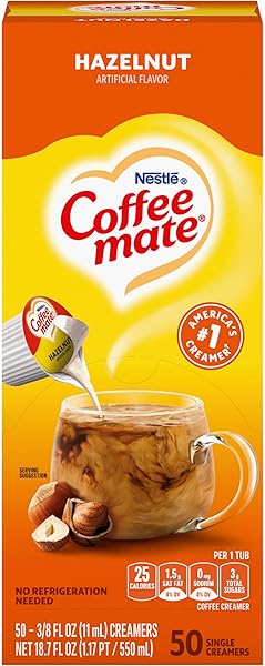 NESTLE COFFEE MATE LIQUID COFFEE CREAMER SINGLES, HAZELNUT,...