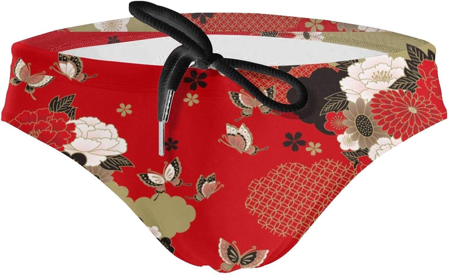 YISHOW Hawaiian Flower Pattern Men Briefs Bikini Swimwear Low Rise Swimsuit with Drawstring