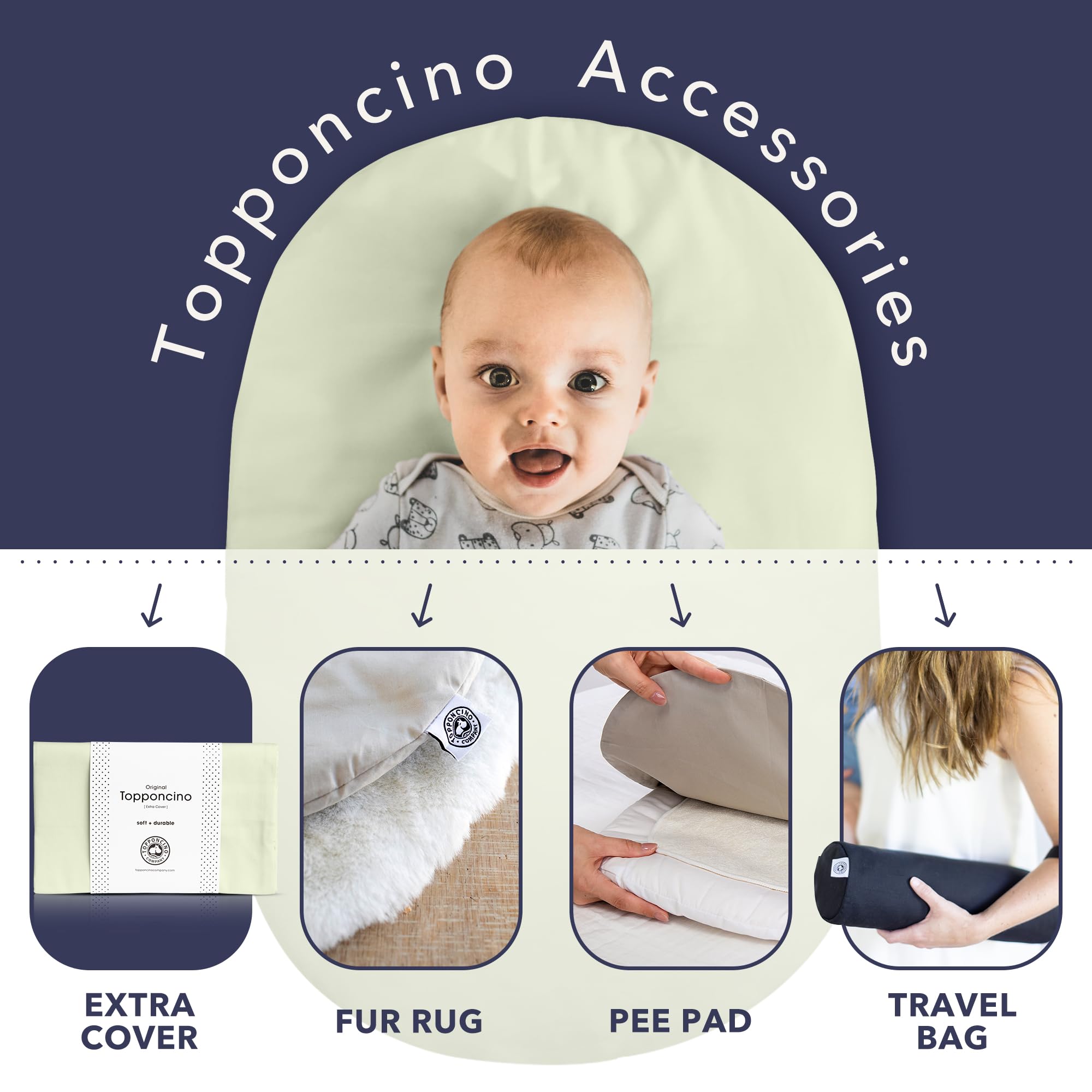 Montessori Baby Topponcino | Multifunctional Authentic Montessori Design | Simple Newborn Holding & Feeding Baby Support Pillow | Clean Infant Tummy Time Mat (Original, Sage Green)