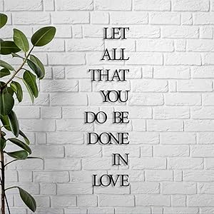 EricauBird Let All That You Do Be Done in Love Sign Metal Custom Monogram Wall Decor Sign Plaque Personalized Rustic Door Hanger Black Sign for Housewarming Gift