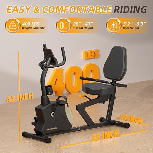 VANSWE Recumbent Exercise Bike for Adults Seniors 400 LBS Weight
