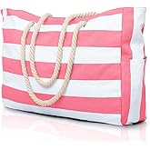 Becokan Beach Bag Large Beach Tote Bag for Women Waterproof Sandproof Swim Pool Bag With Zipper