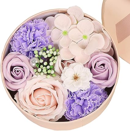 Amazon Co Jp Asdsh ソープフラワー 花束 新年とバレンタインデークリエイティブギフトアロマテラピーソープフラワーエターナルフラワーローズホームと女性のための小さな丸い箱 パソコン 周辺機器