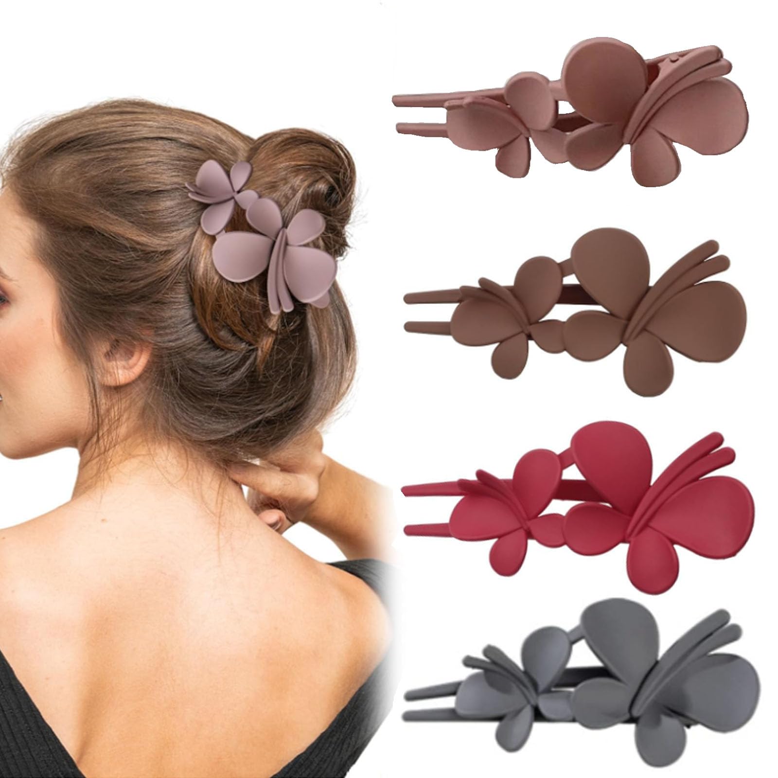 yufana 4 Pack Extra Large Hair Claw Clips, Matte Hair Clips, Matte Hair Clips for Women, Large Hair Clips, Large Hair Clips for Women, Hair Accessories for Women And Girls with Thick and Thin Hair.