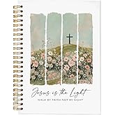 MOFUYU Bible Notebook for Women,Christian Gifts,Spiral Bible Jesus Notebook for Note Taking is the Light Christian Notebook, Church Notes Journal,Scripture Notebook for Church Notes, A5 Spiral Hardcover 5.5x8.3"