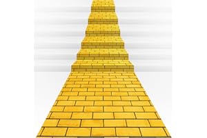 JECTIVS 3Pcs Total 4.5x27 Feet Yellow Brick Road Floor Runner for Wizard Oz Party Decorations,Long Disposable Brick Stone Wall Backdrop Tablecloth for Halloween Princess Cosplay Medieval Castle Party Supplies