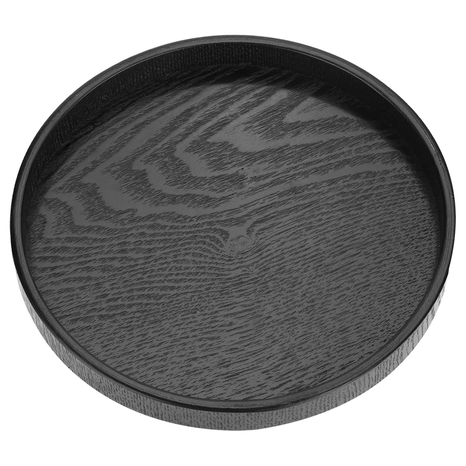 Round Tray, Black Round Non Slip Bar Serving Tray, Wooden Circle Tray, Round Lap Trays for Eating, Tea and Coffee Tray for Cafe Restaurant Hotel Home Shop(27cm)