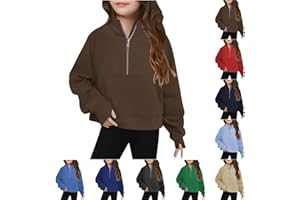 Sweatshirts for Teen Girls Cute Fleece Half Zip Up Hoodies Loose Pullover Tops Kids Girl Clothes 5-14T