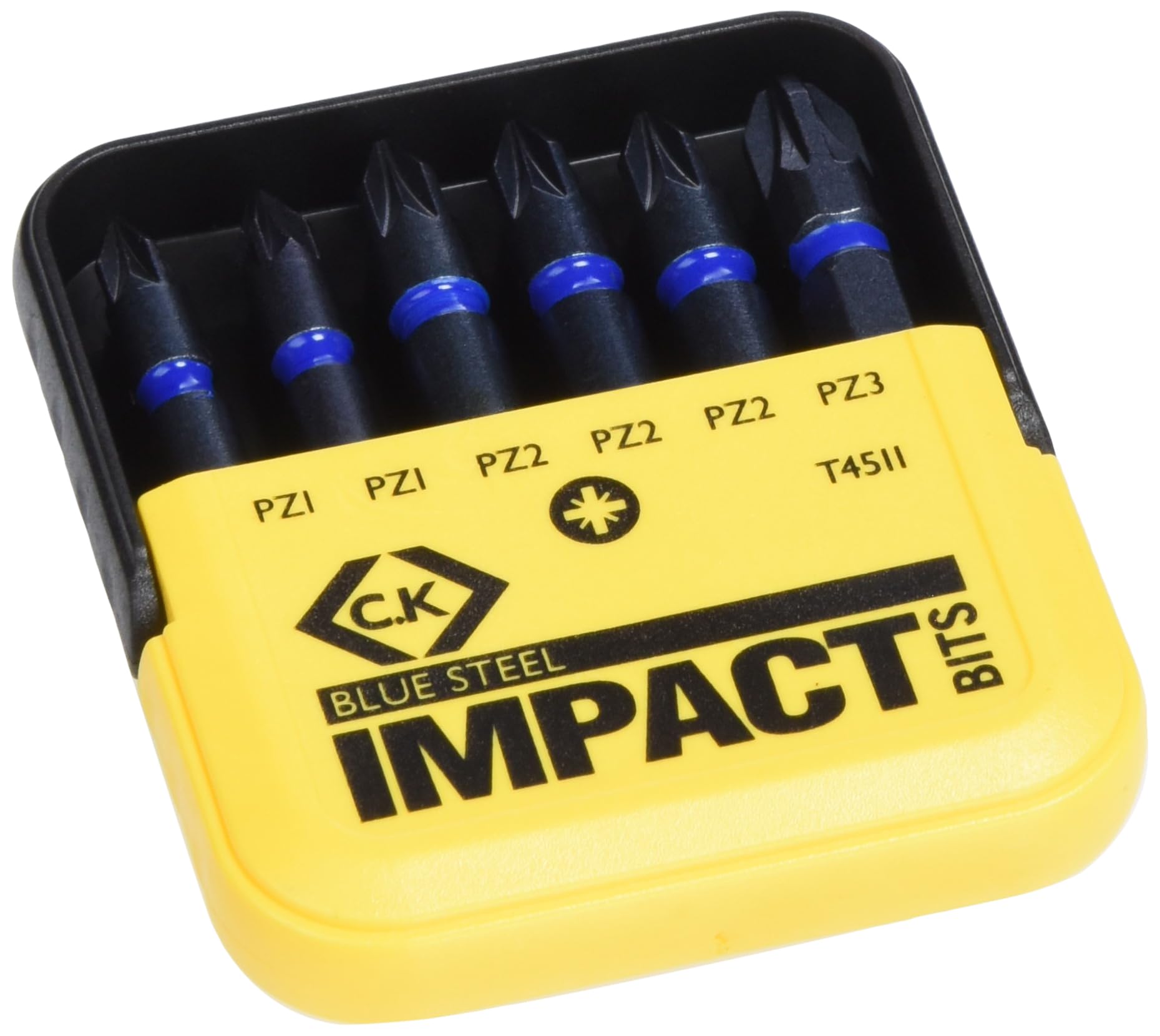C.K T4511 "Blue Steel" PZ Impact Screwdriver Bit, 0 V, Black, Set of 6 Piece