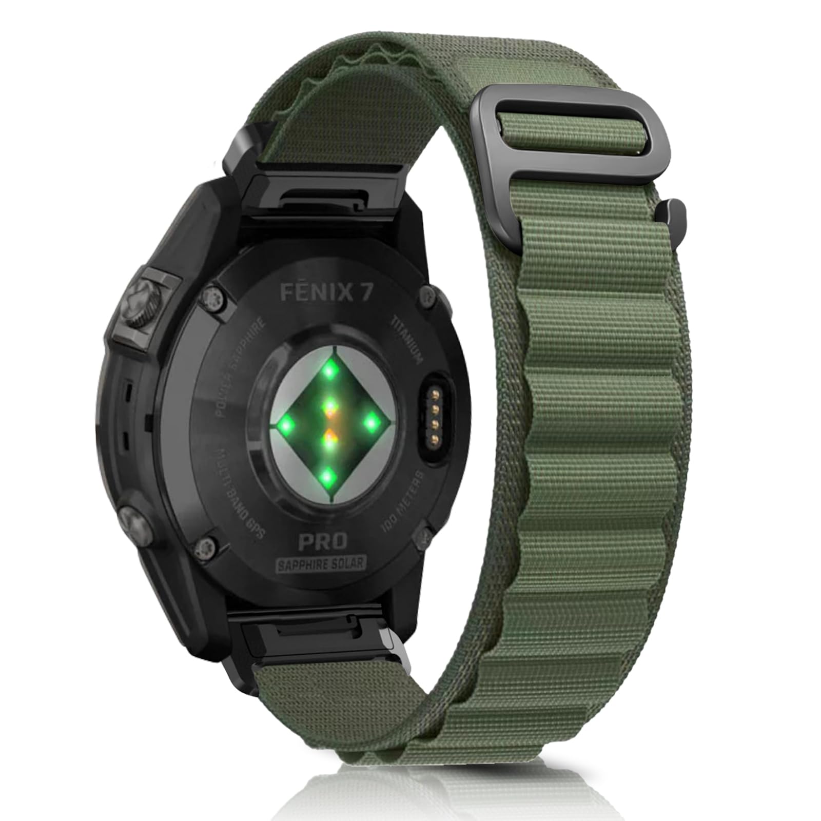 KONEE 22mm QuickFit Nylon Strap for Garmin Fenix 7 Pro / 7 / 6 Plus / 5, Nylon G-Hook Adjustable Replacement Strap for Garmin Epix (Gen 2) / Epix 47mm - Green