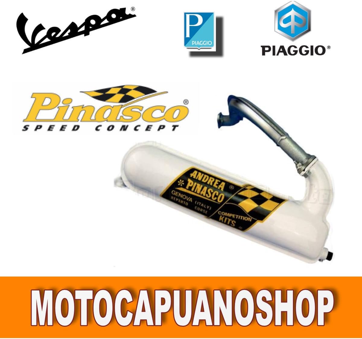 25561796 Pinasco Exhaust Festoon White Apos79 With Resonator For Vespa 125 Et3 Amazon Co Uk Car Motorbike