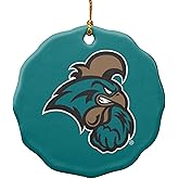 GRAPHICS & MORE Coastal Carolina University Primary Logo Porcelain Scalloped Holiday Christmas Tree Ornament - 2.8" (7.1 cm)