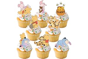CORODER 48CS Winnie Cupcake Toppers For Birthday Party Cupcake Decorations Baby Shower Decorations