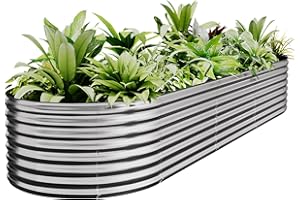 Mostmahes 200cm Galvanized Raised Garden Bed Outdoor, Metal Garden Bed for Vegetables, Above Ground Garden Box for Flower, St