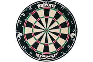 Unicorn Striker, Classic, and Contender Bristle Steel Tip Dartboard Models - Recreational-Quality Bristle Dartboard - Rotatable Metal Number Ring - Slim Wire Fasteners to Reduce Bounce Outs