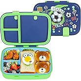 Cute Cartoon Bento Lunch Box for Kids, 800ml/27oz BPA-Free Leak-Proof Food Containers with 3 Compartments, Dishwasher Safe, Back to School Students Lunches Size for Ages 3-7