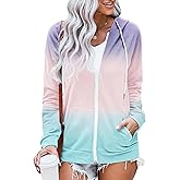 YOCUR Womens Fall Hoodies Casual Sweatshirt Tie Dye Lightweight Long Sleeve Sweaters Tops