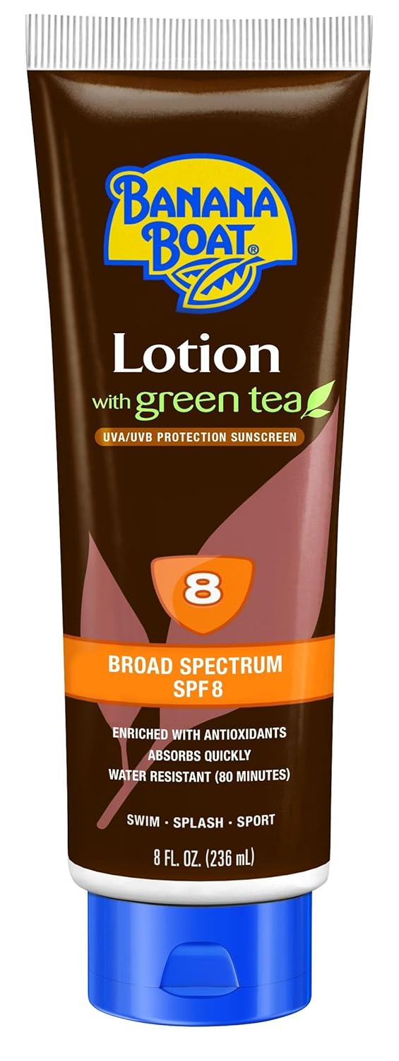 Banana Boat Deep Tanning Lotion with Green Tea Spf 8, 8Ounces (Pack of