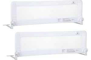 ComfyBumpy 2-Pack Bed Rail for Toddlers 55.5" L x 19.5" H | Toddler Bed Rails for Twin, Full, Queen & King Mattress Size | Swing Down Rail Guard | Mattress Side Rail for Kids | White