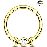 Jewseen 925 Sterling Silver Septum Rings 16g Septum Jewelry Moon Gold Daith Earrings Helix Conch Tragus Piercing Jewelry Gold Cartilage Hoop Earrings for Women