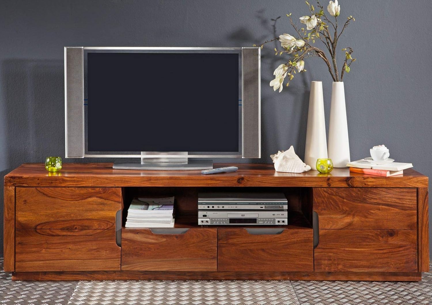 G Fine Furniture Wooden Tv Stand Unit For Living Room With 2