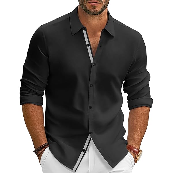 Camisa Negra Hombre Camisa De Manga Corta Con Cuello Para Hombre